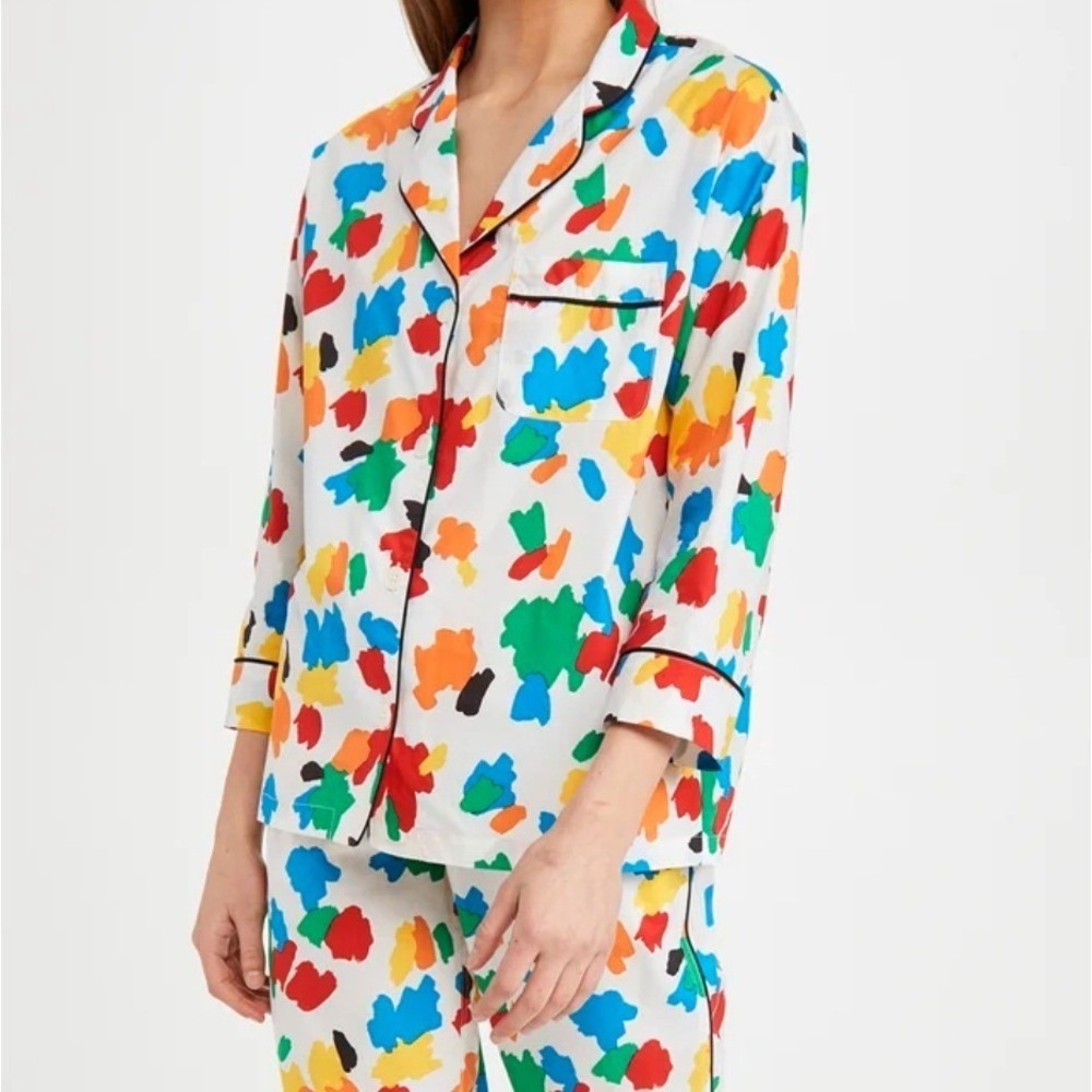Sleepy Jones Marina Pajama Shirt 100% Cotton Multicolor Abstract Whimsical Artsy - Picture 8 of 8